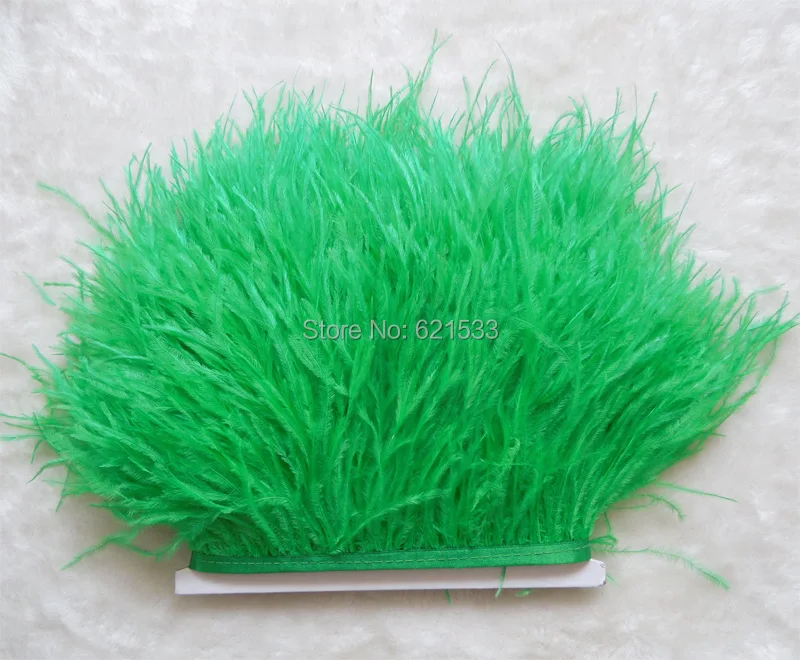 10 yards/lot Grass Green/Dark Green ostrich feather trimming fringe on Satin Header 5-6inch in width for Wedding Dress