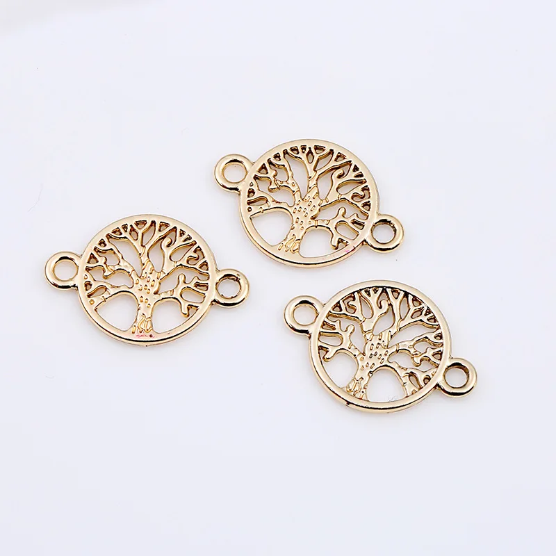 10pcs Rose Gold Silver Life Tree Pendant Connector for Jewelry Making Charm for Bracelet Necklace DIY Handmade Jewelry Findings