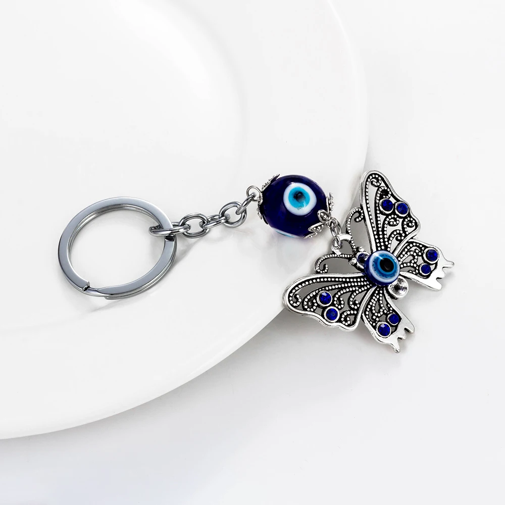 Lucky Eye Butterfly Keychain Evil Eye Key Chain Animal Keychain Car Pendant Jewelry For Men Women EY06