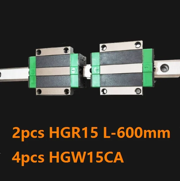 

2pcs China made HGR15 L-600mm linear guide / rail + 4pcs HGW15CA / HGW15CC linear blocks carriage flanged CNC