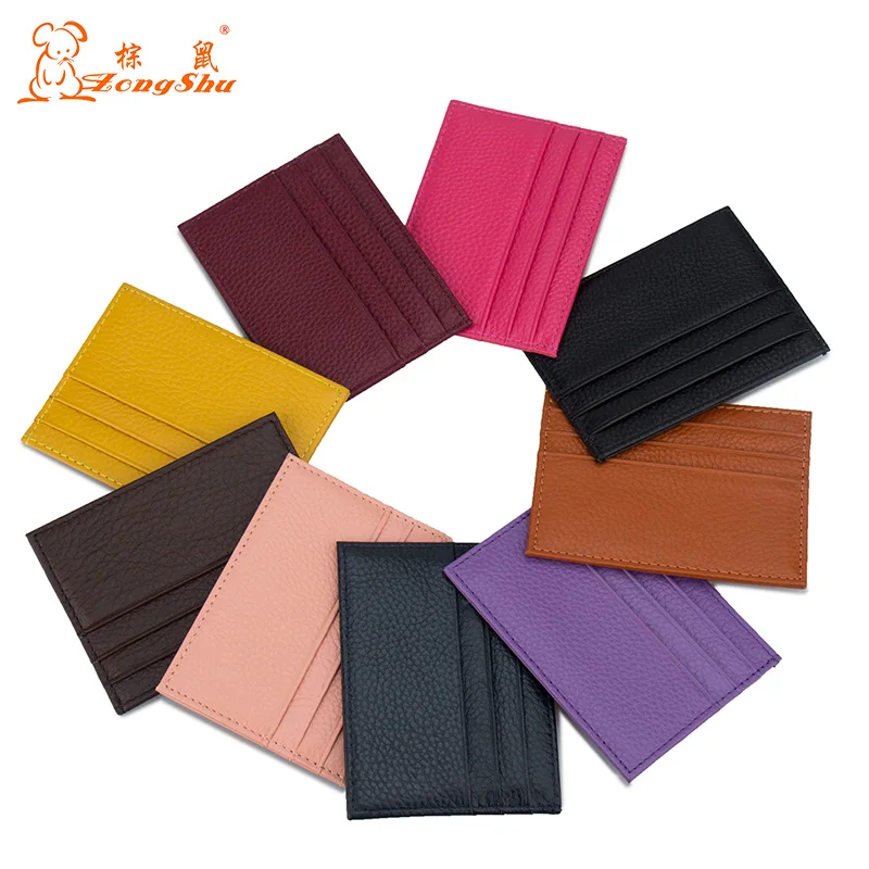 

100% cow genuine leather credit card holder candy color travel card cover multi card slot slim card wallet (Custom available)