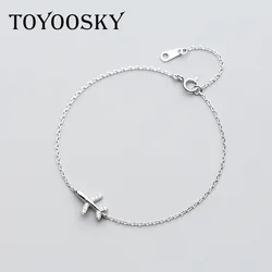 1 Pcs 925 Sterling Silver Jewelry Bracelet Female Crystal Aircraft airplane Bracelet Temperament Personality Hand Jewelry Gift