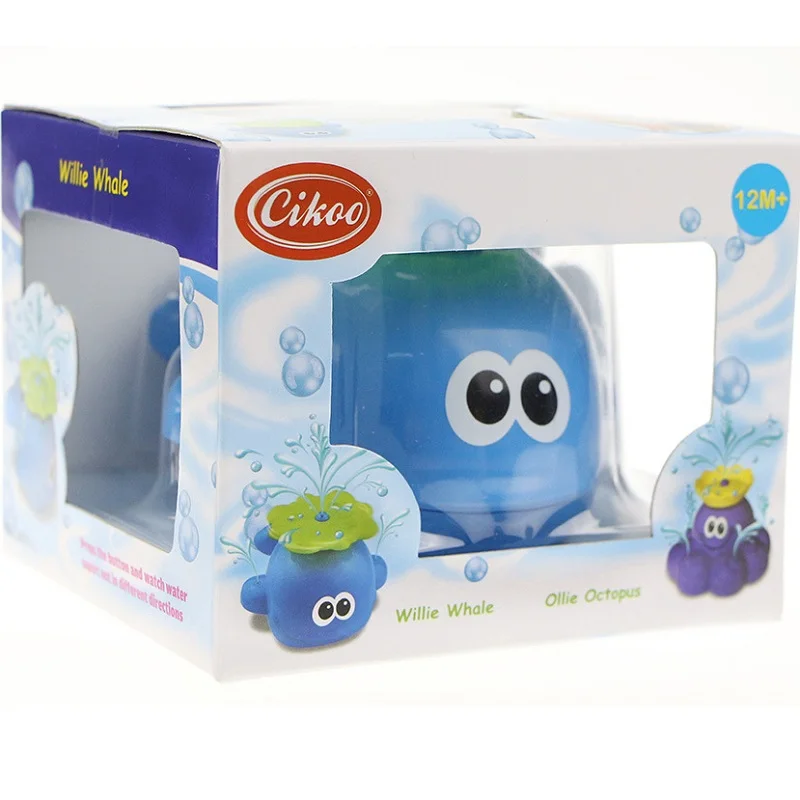 Brinquedos de banho para bebês, água, barco, baleias, polvo ollie, brinquedo eletrônico esguicho para piscina, 1-2 anos