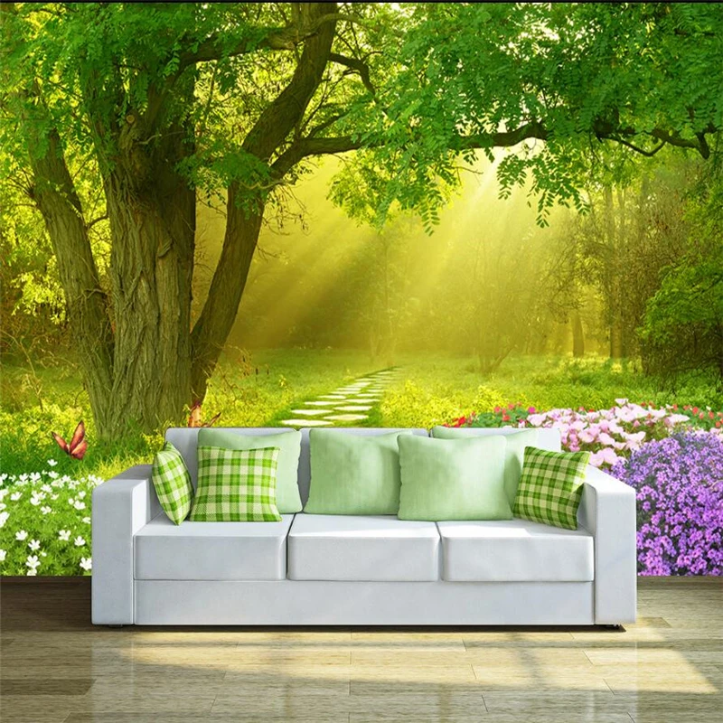 wellyu  papel de parede 3d  Custom wallpaper  Flowers butterfly forest fresh TV backdrop wall  wall papers home decor  tapety