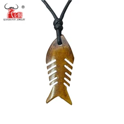 GX073 Hawaii jewelry Primitive tribes Choker Handmade Carved fishbone necklace woman yak bone pendant necklaces of surfing