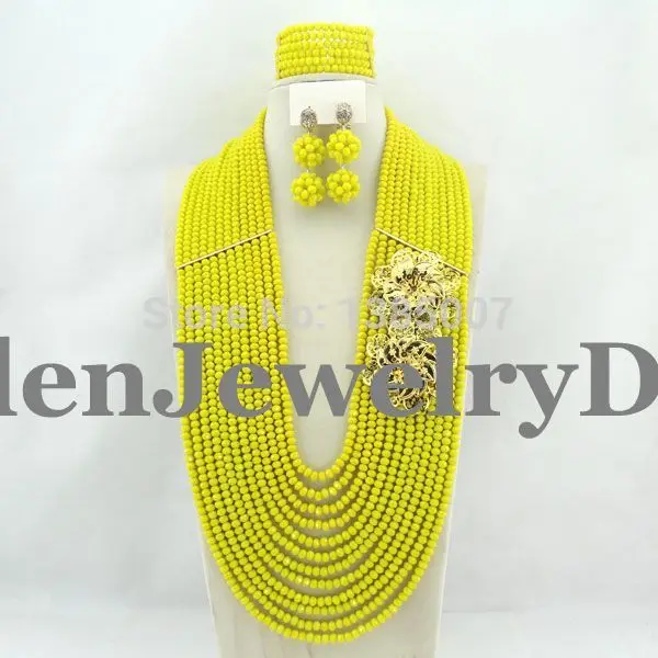 

African Wedding Jewelry Sets Yellow Crystal Beads Jewelry Set Women Jewelry Sets Costume Jewelry Earrings Necklace Set Y7767