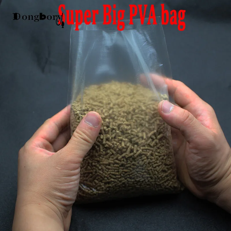 50PCS 15X20cm Super Big Water Soluble PVA bag Carp Fishing Tackle Water Dissolving PVA Bags for Fishing Feeder  Coarse Bait Bag