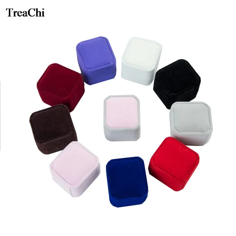 

Promotion Square Velvet Earrings Ring Case 8 Colors Amazing Engagement Party Wedding Ring Jewelry Display Storage Case Gift Box