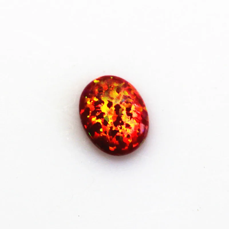 fire opal cherry opal red stone loose beads gemstones oval shape flat base cabochon created gemstone for jewelry making DIY