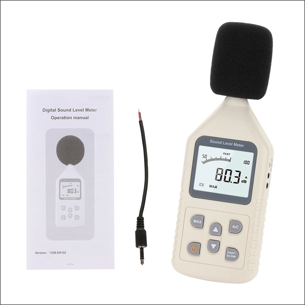 RZ Digital Sound Level Meter Meters Noise Tester In Decibels LCD A/C FAST/SLOW DB Screen GM1358 30-130dB