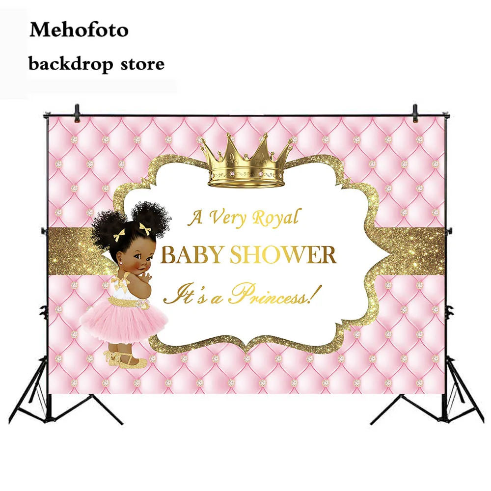 

Royal Newborn Baby Shower Party Banner Design Photo Studio Princess Headboard Backdrop for Photo Shoot Gold Crown 305