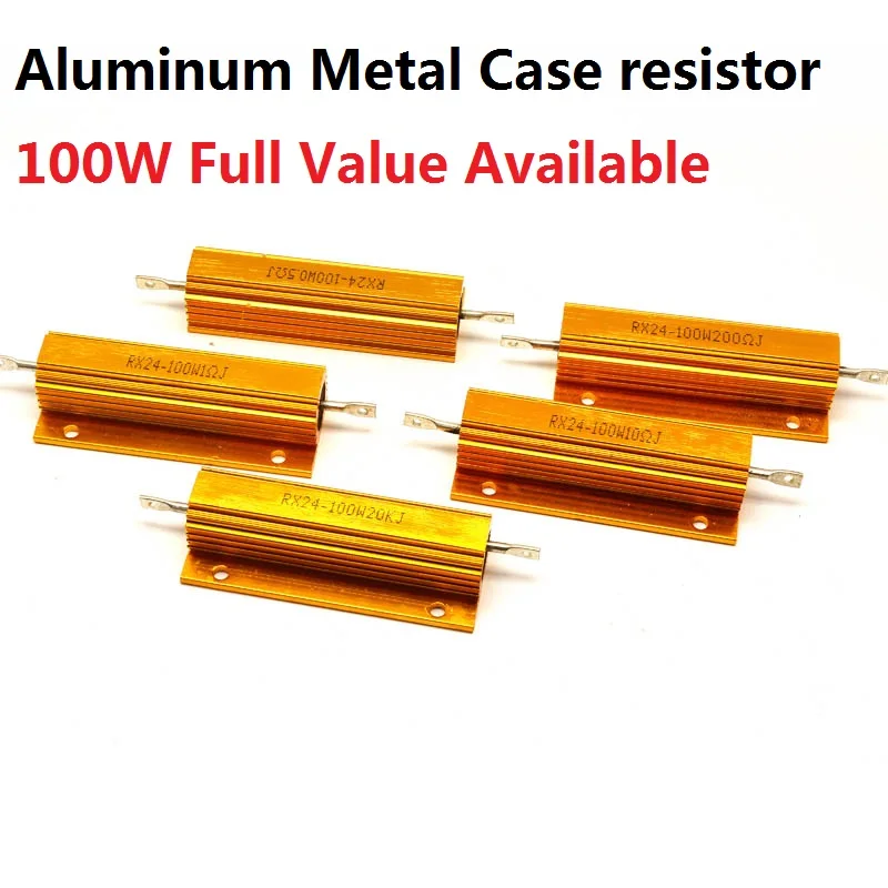 

2PCS RX24-100W-0.1RJ 0.33RJ 0.5RJ 1RJ 2RJ 5% Aluminum Metal Case Resistor 0.1R 0.33R 0.5R 1R 2R Wirewound High Power Metal Shell