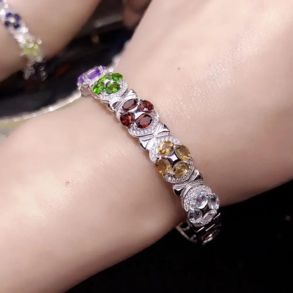 

colourful gemstone bracelet with silver