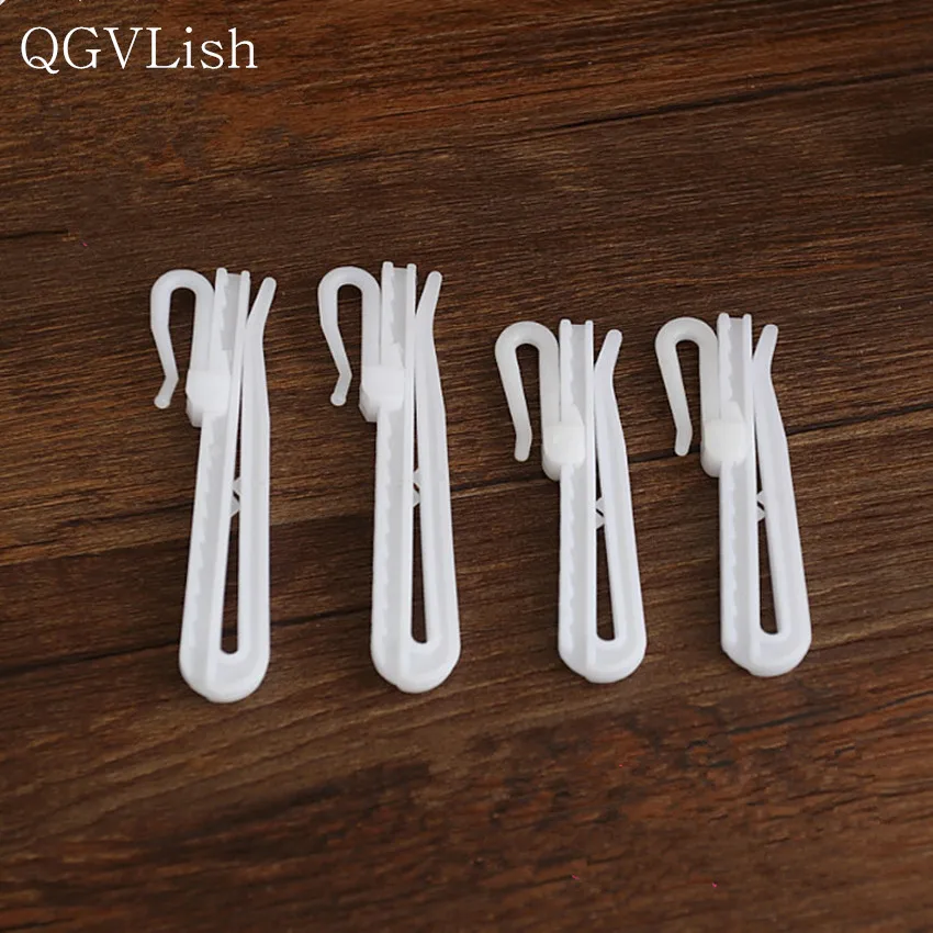 QGVLish Plastic White Adjustable Height 7cm 8.5cm Curtain Hook Hanging Lift Hooks Ring Curtain Accessories Fitted Pleated Sheer