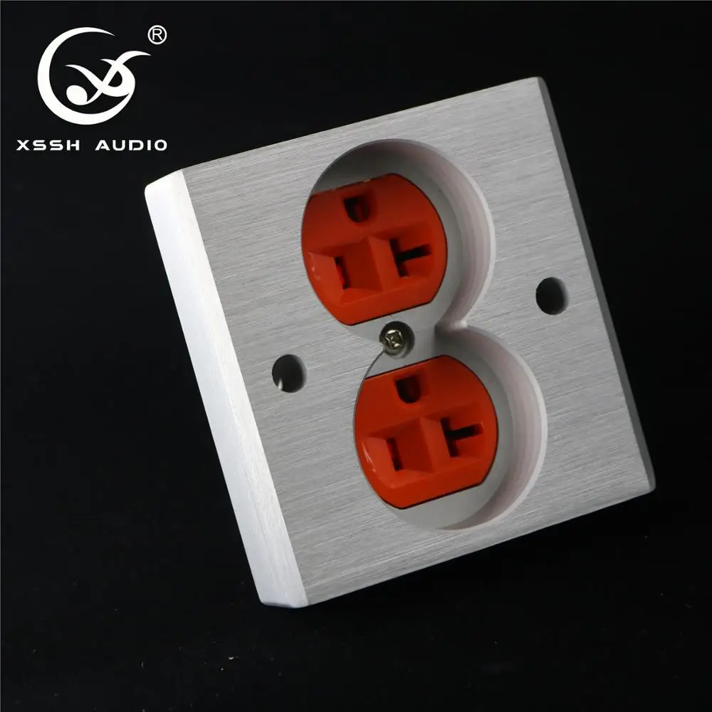 Electric Outlet Duplex XSSH Audio YIVO DIY HIFI Brass Copper Plating 24k Gold 20AMP 20A 86x86x20mm AC US IEC Inlet Power Socket