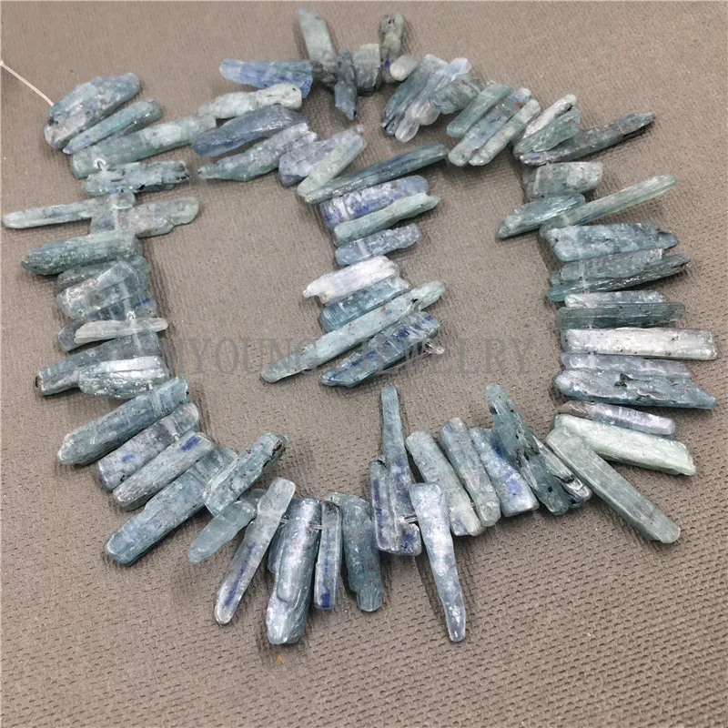 MY0797 Mystic Green Kyanite Pillar Beads,Mix Sizes Cyanite Spike Point Beads,Raw Quartz Drilled Necklace Beads