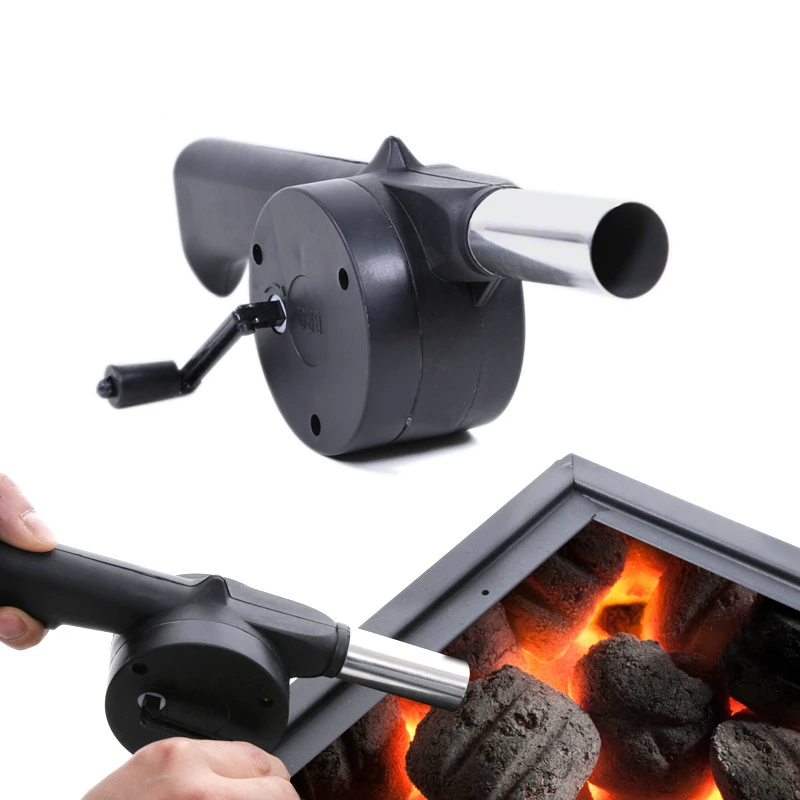 LMETJMA Hand BBQ Fan Outdoor BBQ Fan Air Blower For Barbecue Picnic Manual Crank Grill BBQ Fan Fire Bellows BBQ Tools KC0266