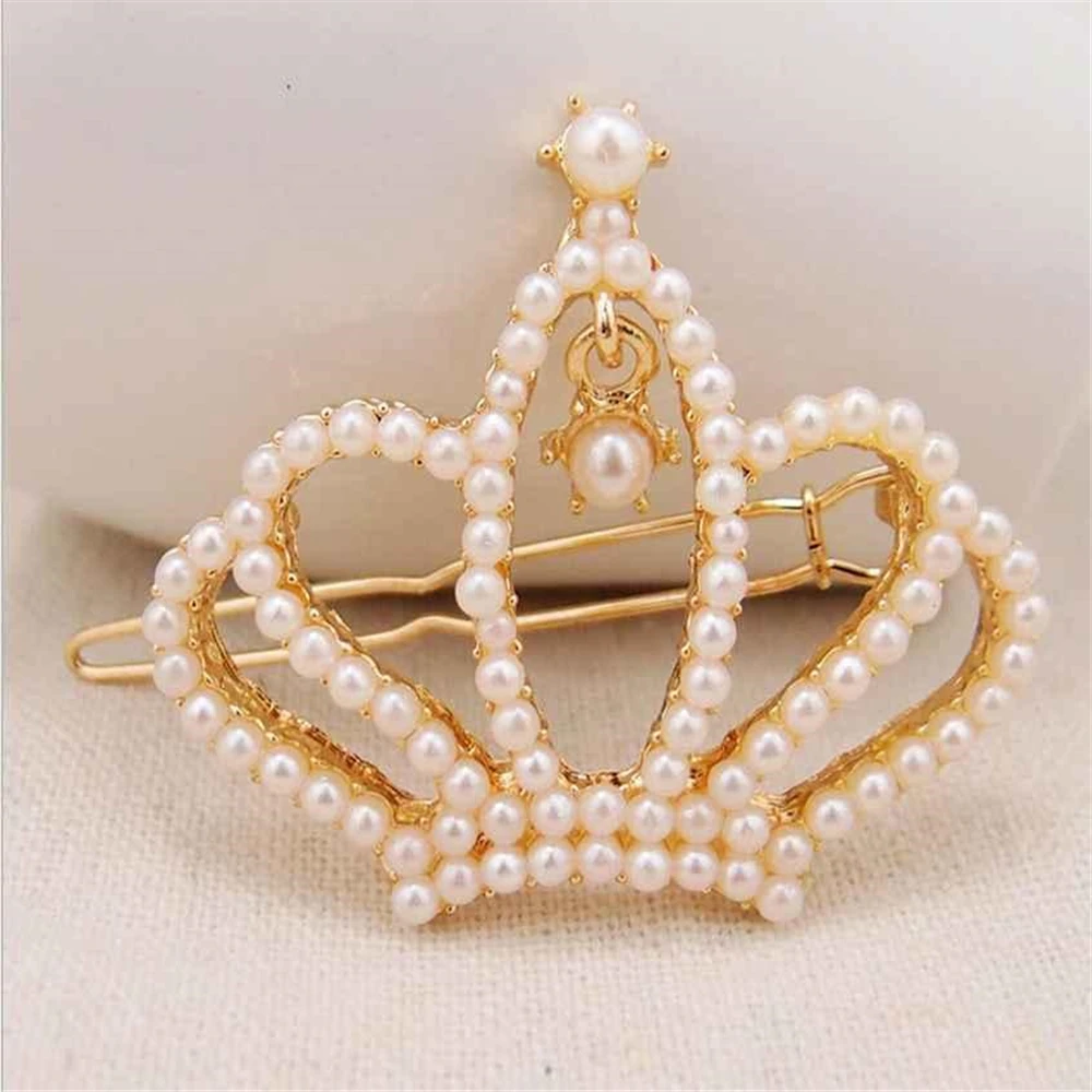 

Lovely Star Crown Bow Pearl Rhinestone Hair Clip Hairpins Hair Accessories Pearls Girls Kids Tiara Headwear Xmas Dancing Party