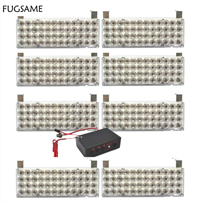 

FUGSAME FREE SHIPPING 8*48LED Strobe Fire Warning Grill Light WHITE 3 FLASHING MODE