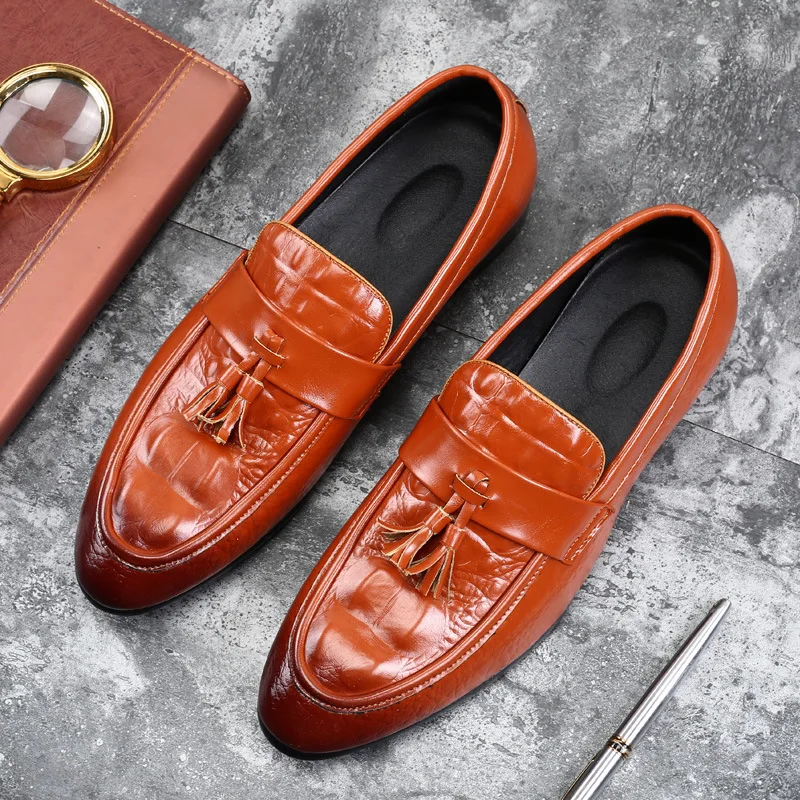 Luxury Brand Men Shoes Slip On Loafers Formal Mariage Wedding Dress Shoes Men Leather Oxford Shoes For Men Sapato Masculino