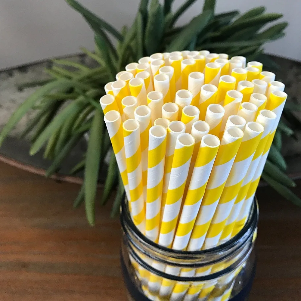 500pcs Mixed Yellow Striped Dot Chevron Paper Drinking Straws For Christmas Wedding Kids Birthday Party Prom,Disposable Straws.