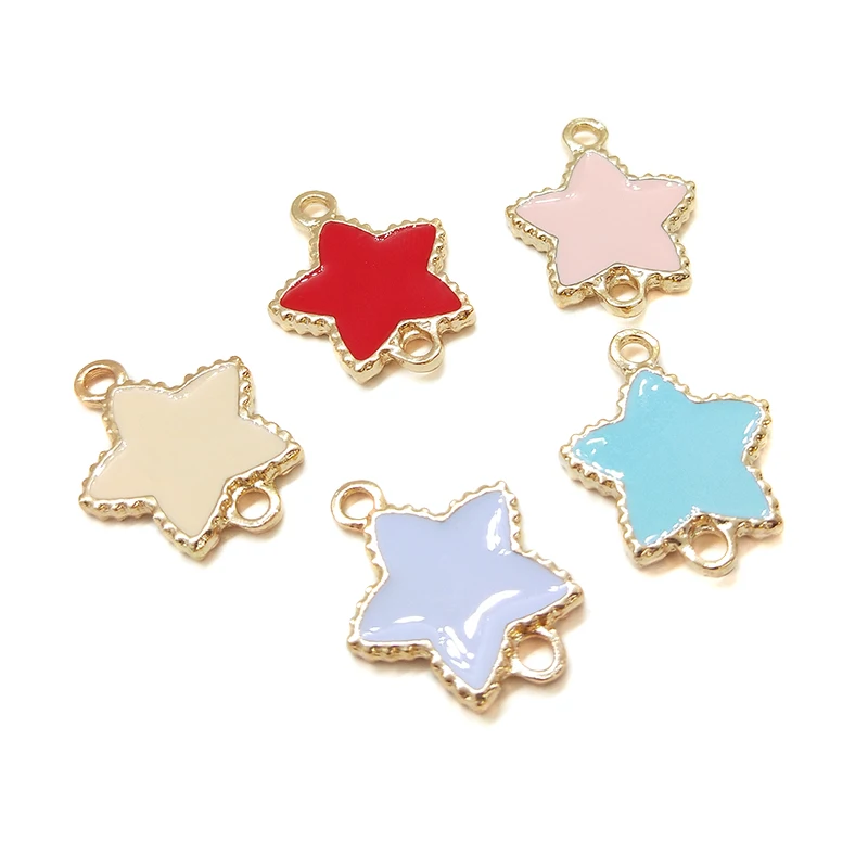 New fashion 24*19mm 5pieces/bag Zinc Alloy Drop Oil Stars Connectors Linker Charms Diy Earring Bracelets Jewelry Accessories