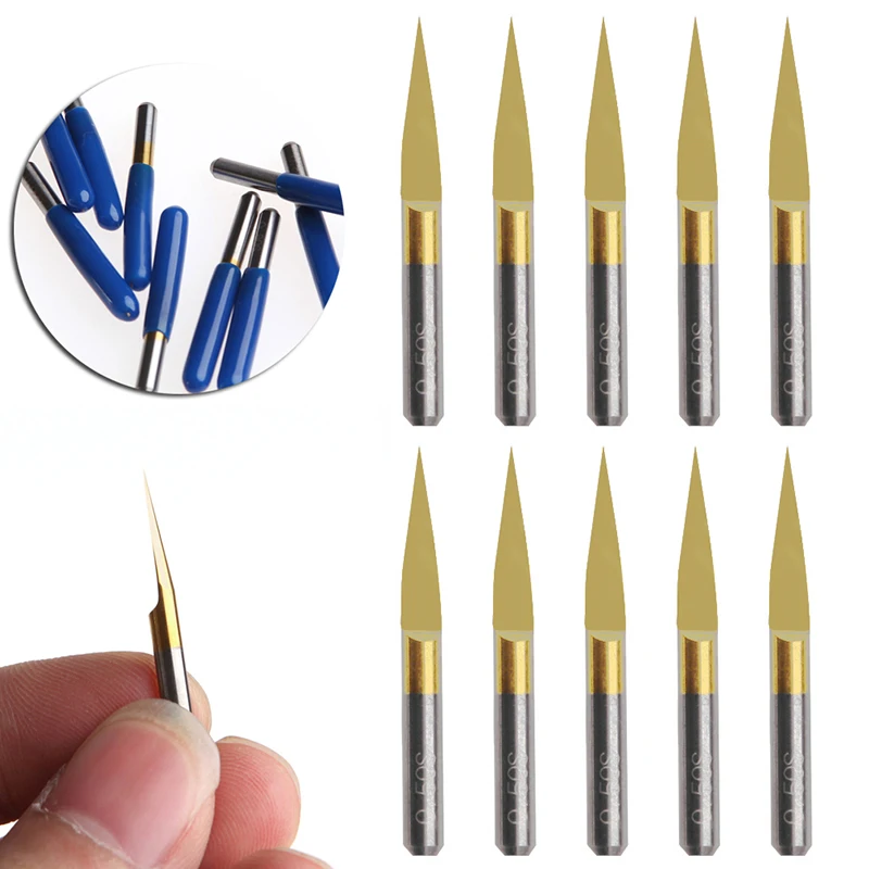 Imagem -03 - Ferramentas de Gravação Pcb de Metal Resistente com 10 Lâmpadas Revestidas de Titânio 15 Graus 0.1 mm Ferramentas de Roteador de Broca Cnc