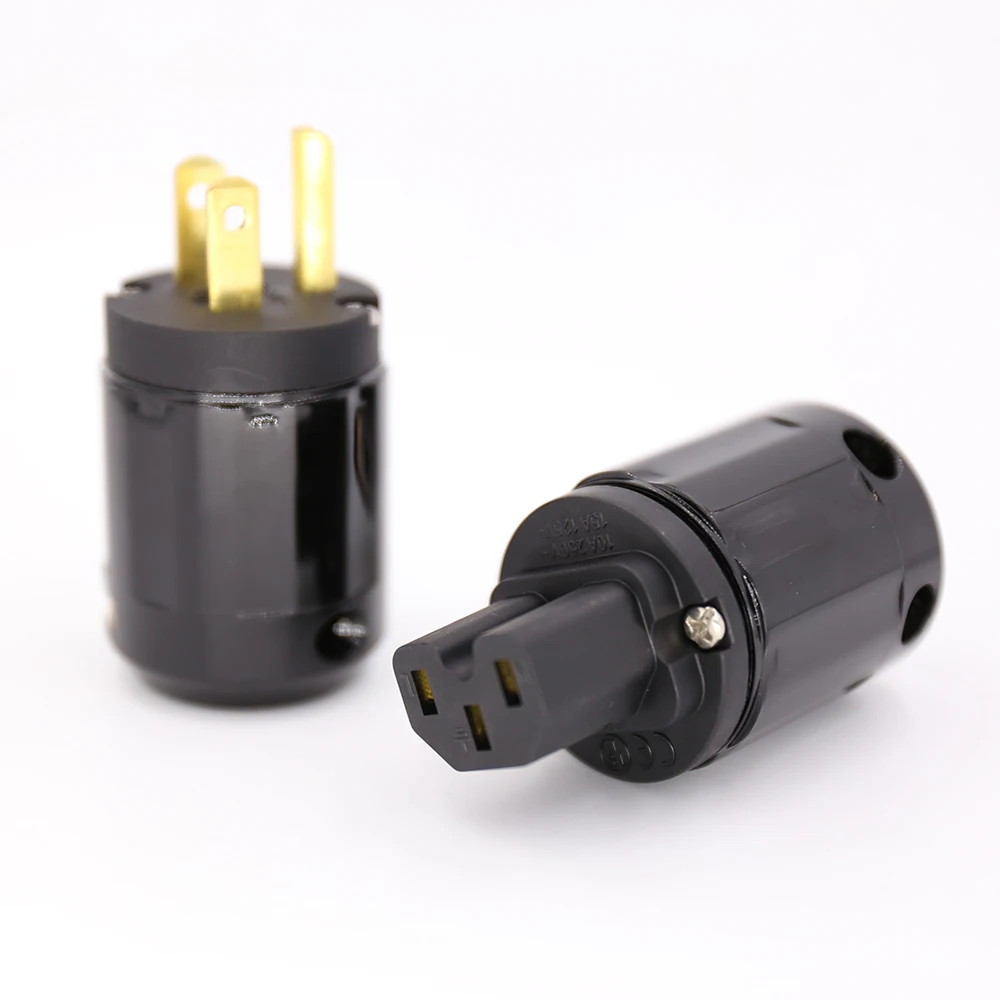 5pairs New Brass P-029 US Power Plug & C-029 IEC connector  (Black)