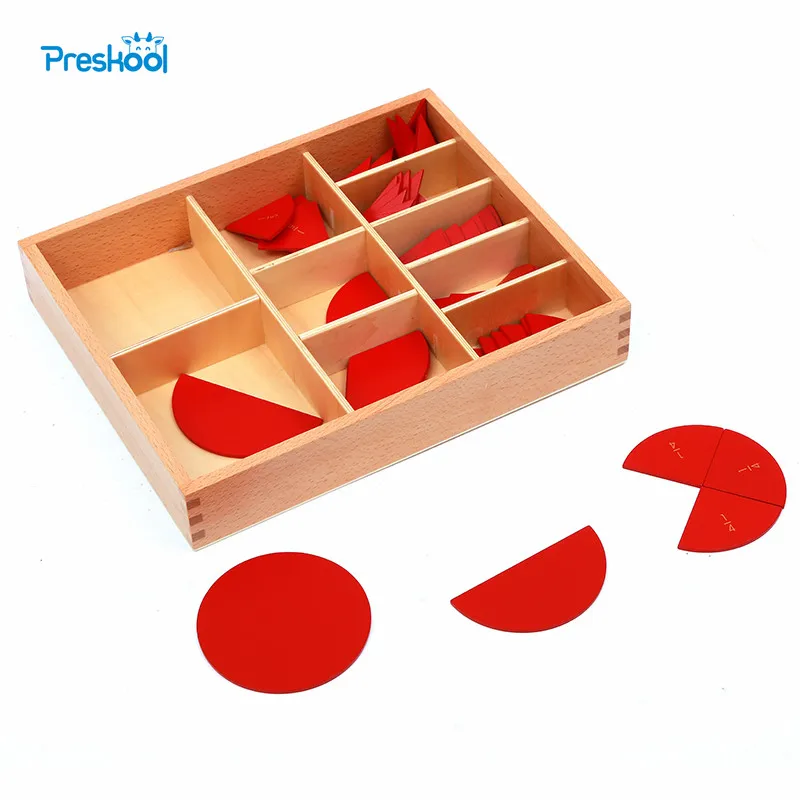 Baby Toy Montessori Cut-Out Labeled Fraction Circles 1-10 Teaching Aids Wood Board Education Preschool Kids Brinquedos Juguetes