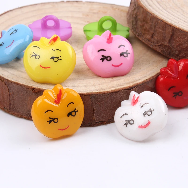 100pcs 15mm Mix Colors Cartoon Buttons for Baby Kids Clothes Cute Plastic Smile Face Decorative buttons Garments Accessories