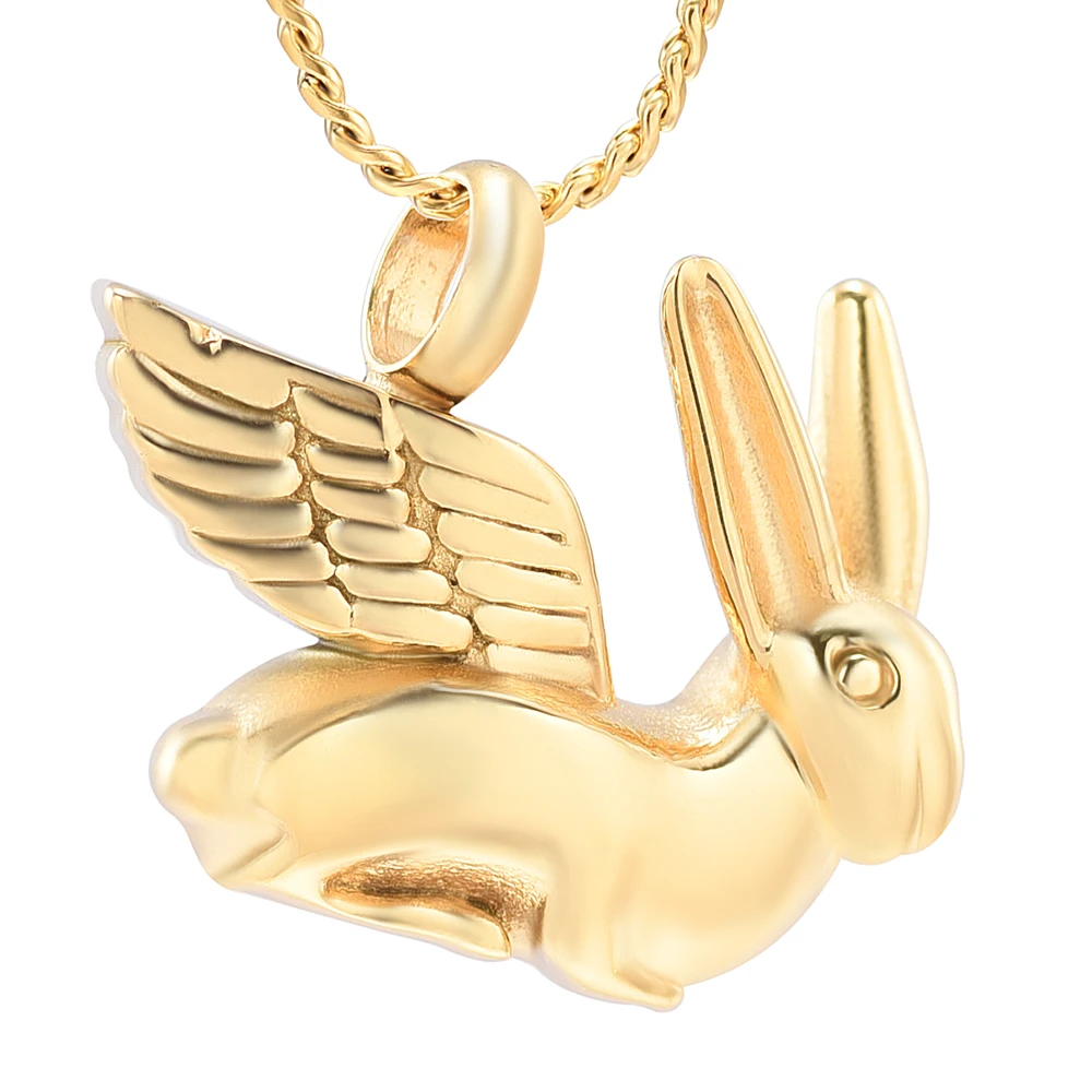 

IJD10032 Cute Rabbit With Angel Wings Stainless Steel Memorial Jewelry Cremation Pendant Ashes Urn Funeral Keepsake Necklace