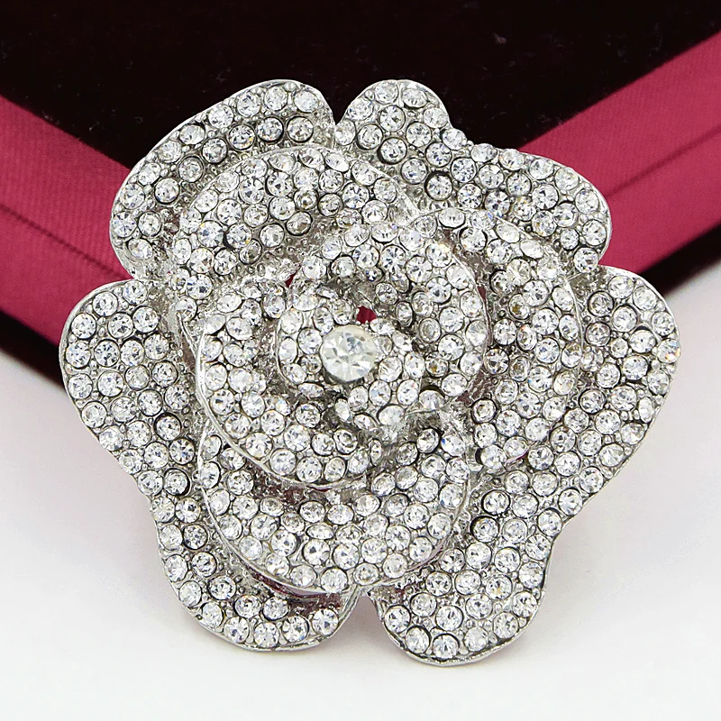 

DHL FEDEX EXPRESS SHIPPING Cheap Wholesale Stunning Austria Crystals Big Rose Flower Brooch For Wedding Bridal Bouquet Broaches