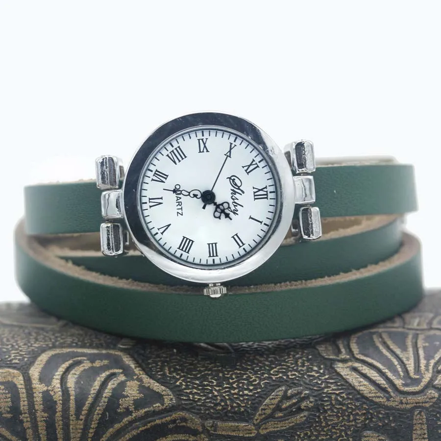 Shsby New fashion women\'s long leather strap watch female silver Bracelet watch ROMA vintage watch women dress watches