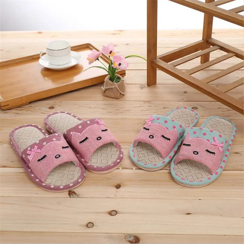 Men Hemp Glasses Home Slippers Man Slippers Cute Cat Lovers Home Slippers Indoor Plush Size House Shoes Man wholesale