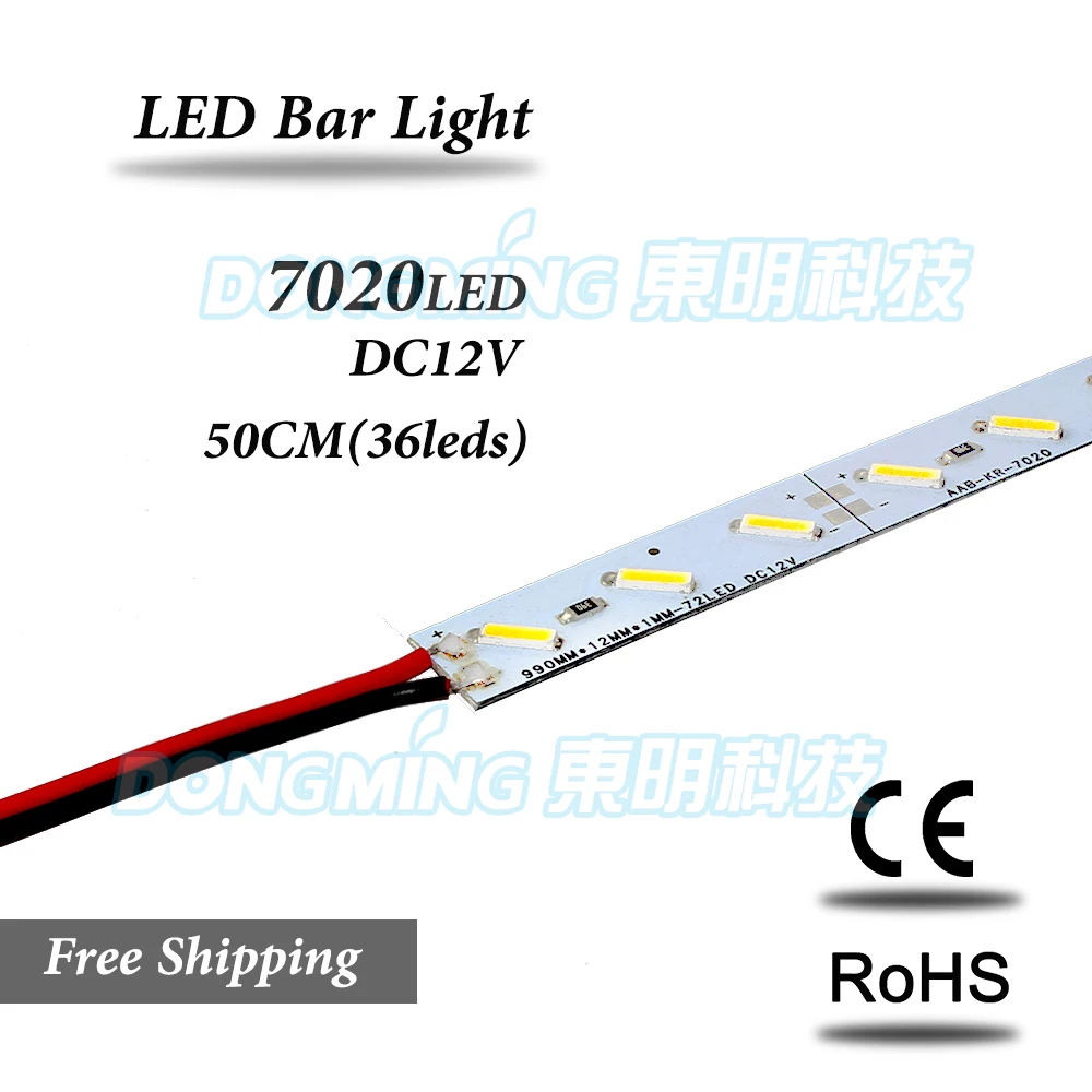 5pcs no waterproof PCB led hard strip 50cm 36led 12V white/warm white led luces strip light 7020