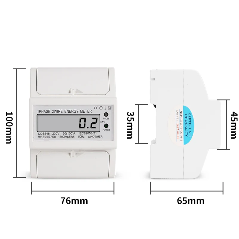 Wholesale Price load 30-100A 230VAC Single Phase 2 Wire Digital Wattmeter Electricity Cost Measuring Meter DIN Rail Mount