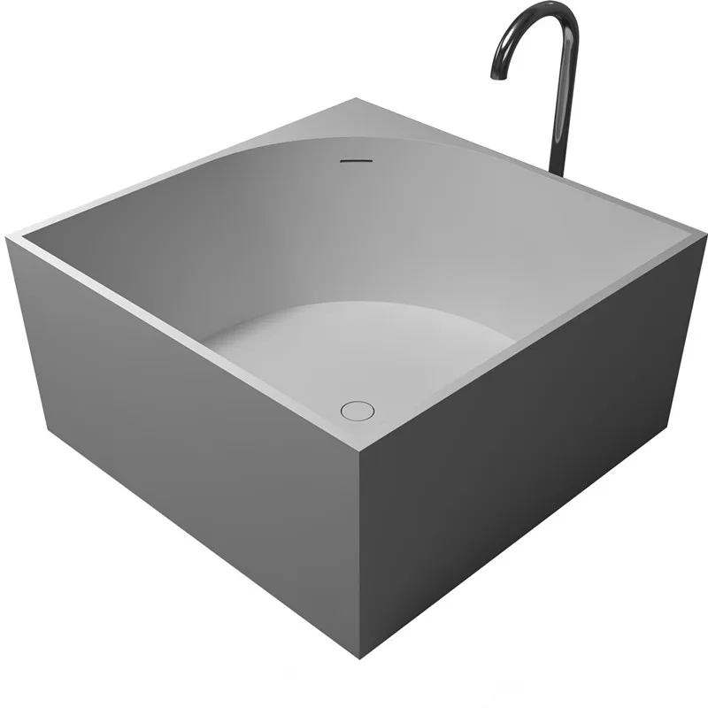 

1050x1050x600mm Solid Surface Stone CUPC Approval Bathtub Square Freestanding Corian Matt White Tub RS6549A