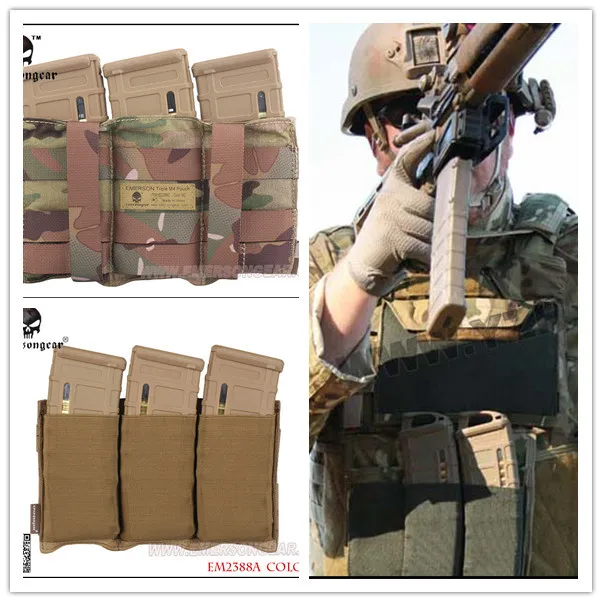 EMERSON-Triple M4 Pouch, FAST Magazine Molle, Airsoft Wargame Gear, Painball Equipment, MAG EM2388 BK Coyote Brown SG MC