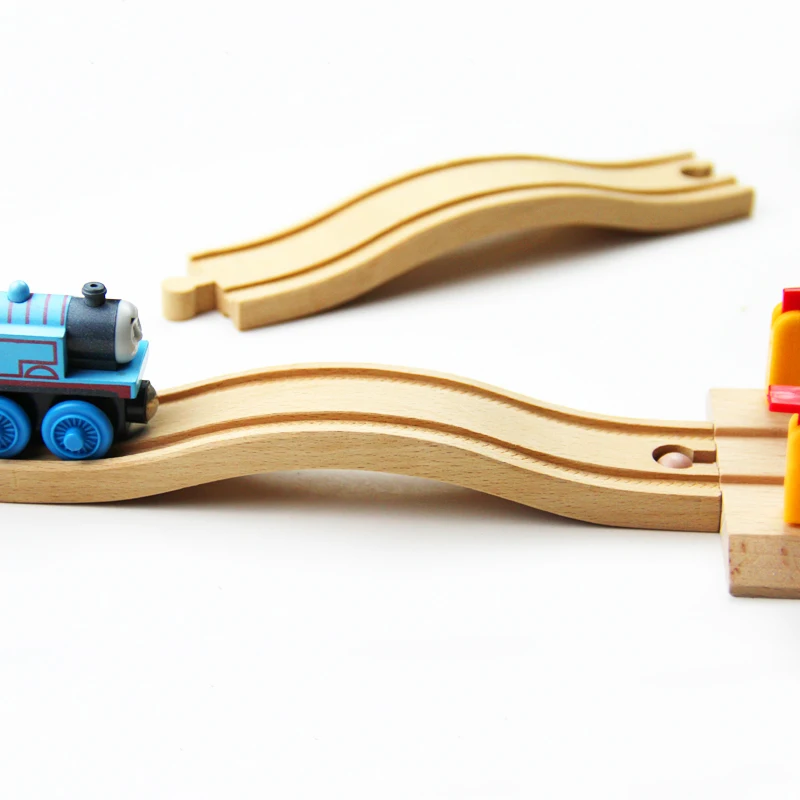 Kids Wooden Gentle Slope Wooden Railcar And Electric Car Track Play Scene Indispensable Accessories Toy Gift One p041