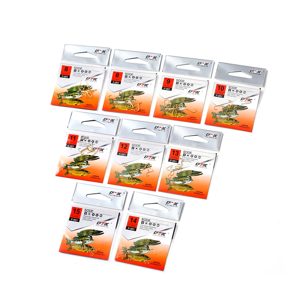 FTK SODE Fishing Hook 10PCS Size7#-Size15# Fishing From Japan Hooks Jig Carp Feeder Anzol Fishhook Fishing Tackle
