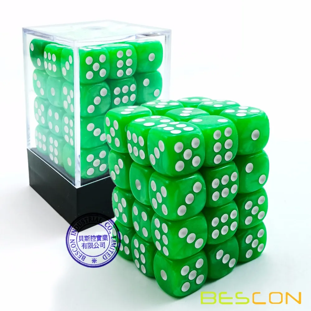 

Bescon 12 мм 6 сторонних кубиков 36 В кирпичной коробке, 12 мм шестигранные кубики (36), Мраморная трава