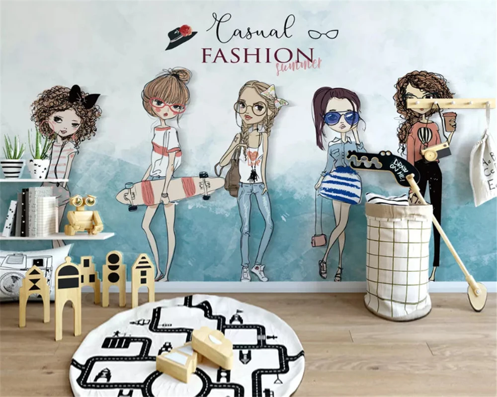 beibehang Custom fashion stereo wallpaper retro hand-painted beauty clothing store tooling papel de parede papier peint behang