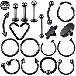 1PC Titanium Horseshoe Eyebrow Tongue Labret Rings Hinged Segment Nose Septum Clicker Daith Heart Earrings Tragus Jewelry