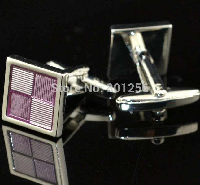 

Free shipping Enamel Cufflinks purple color enamel square design hotsale copper material cufflinks whoelsale&retail