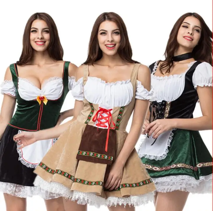 Robe de Demoiselle d'Honneur Sexy à Manches Courtes pour Femme, Costume de Bière Oktoberfest, Allemagne, Bavaroise, Dirndl, Cosplay, 2019