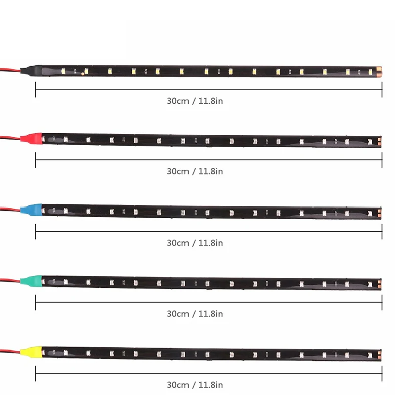 1x 30cm Car LED Strip Light High Power 12V 15SMD Car DRL Lamp Waterproof LED Flexible Daytime Running Light White Blue Green Red