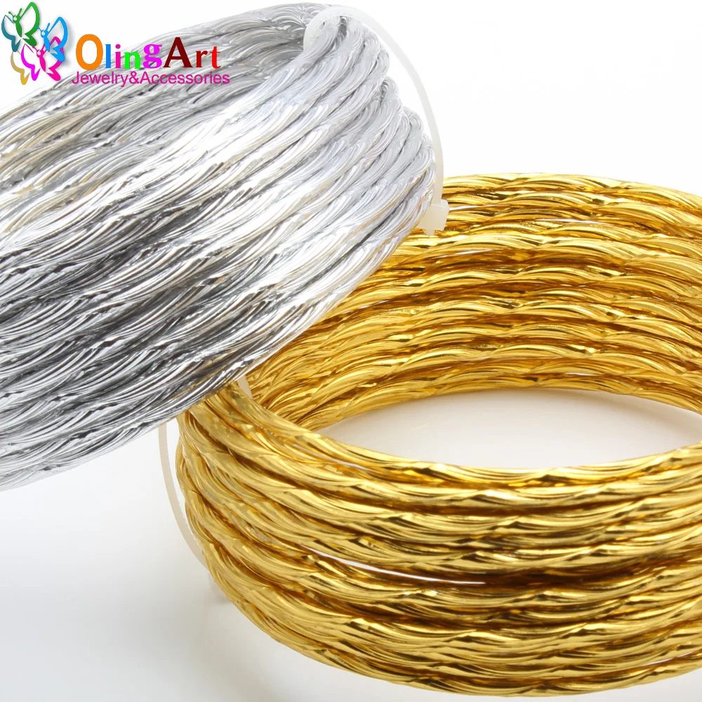 OLINGART 5M/lot 2.0mm Pattern Aluminum wire gold / silver soft craft versatile New metal wire DIY Handmade jewelry making