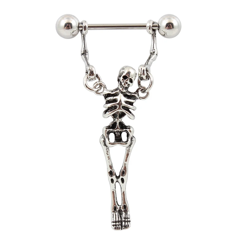 Skeleton Nipple ring piercing Nickel-free 16G 316L surgical steel fashion jewelry pair