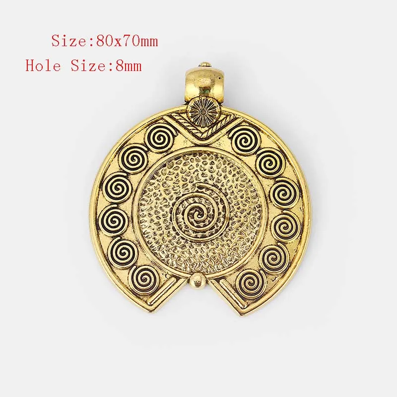 2PCS Large Round Triba Boho Medallion Trapezoid Charms Pendants Connectors for Necklace Making Jewelry