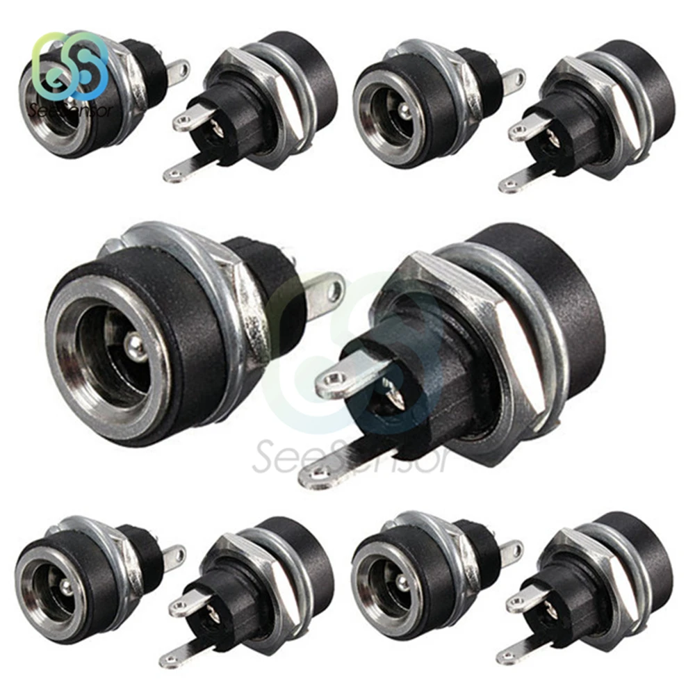 10 Chiếc DC Jack Cắm Ổ Cắm Nữ Bảng Điều Khiển Gắn Đầu Kết Nối 5.5Mm 2.1Mm Cắm DC-022 DC-022B DC-025M 5.5X2.1Mm